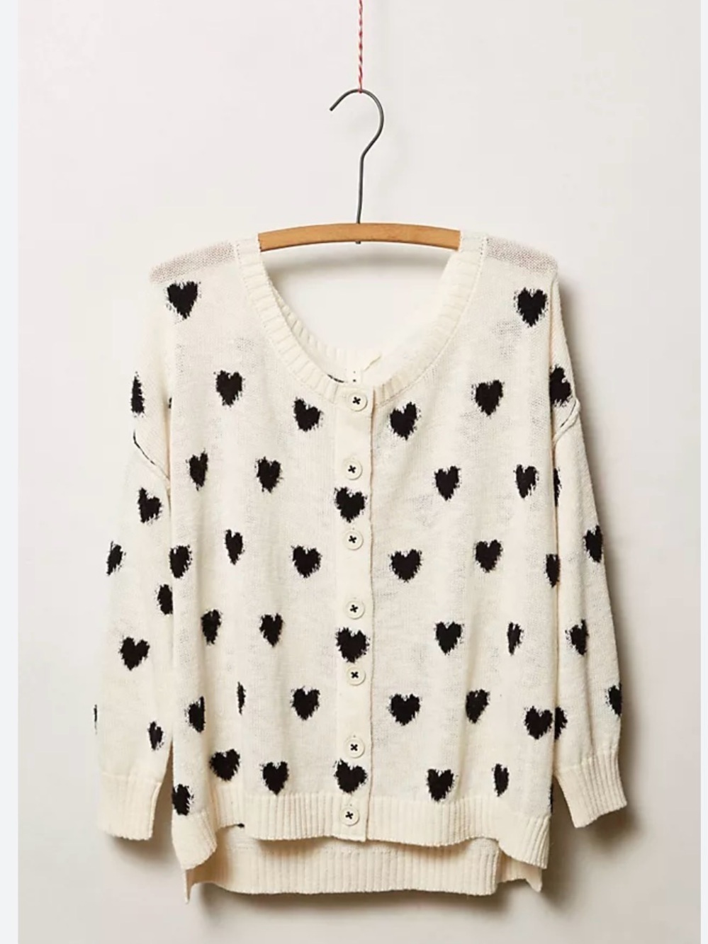 NWT Anthropologie Heart Intarsia Cardigan size L